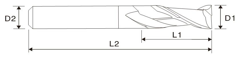 Carbide, Square 2 Flutes （UNT-EMA01）
