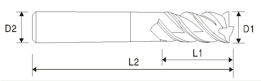 EMA03 4 Flute Square End Mill, Regular Length