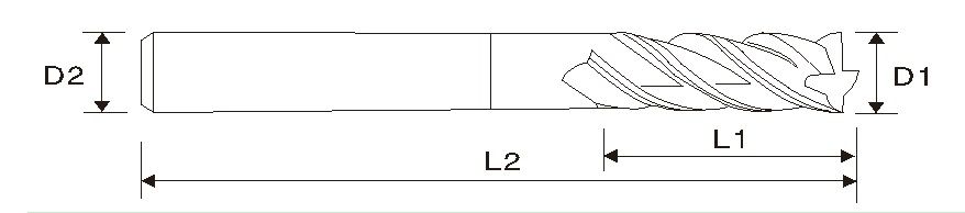 EMA04 4 Flute Square End Mill, Long Length