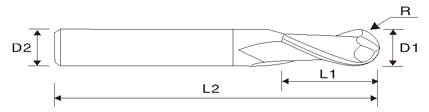 EMT05 2 Flute Carbide Ball End Mill
