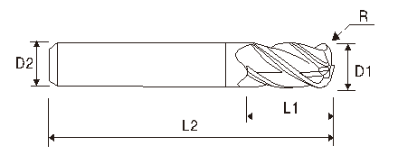 EMB09 4 Flute Corner Radius End Mill