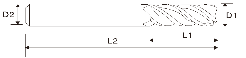 EMD01	Carbide, Square 4 Flute for Stainless steels - Economical Type
