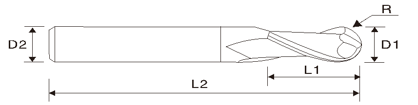 EME05 Carbide, 2 Flute Ball End Mills